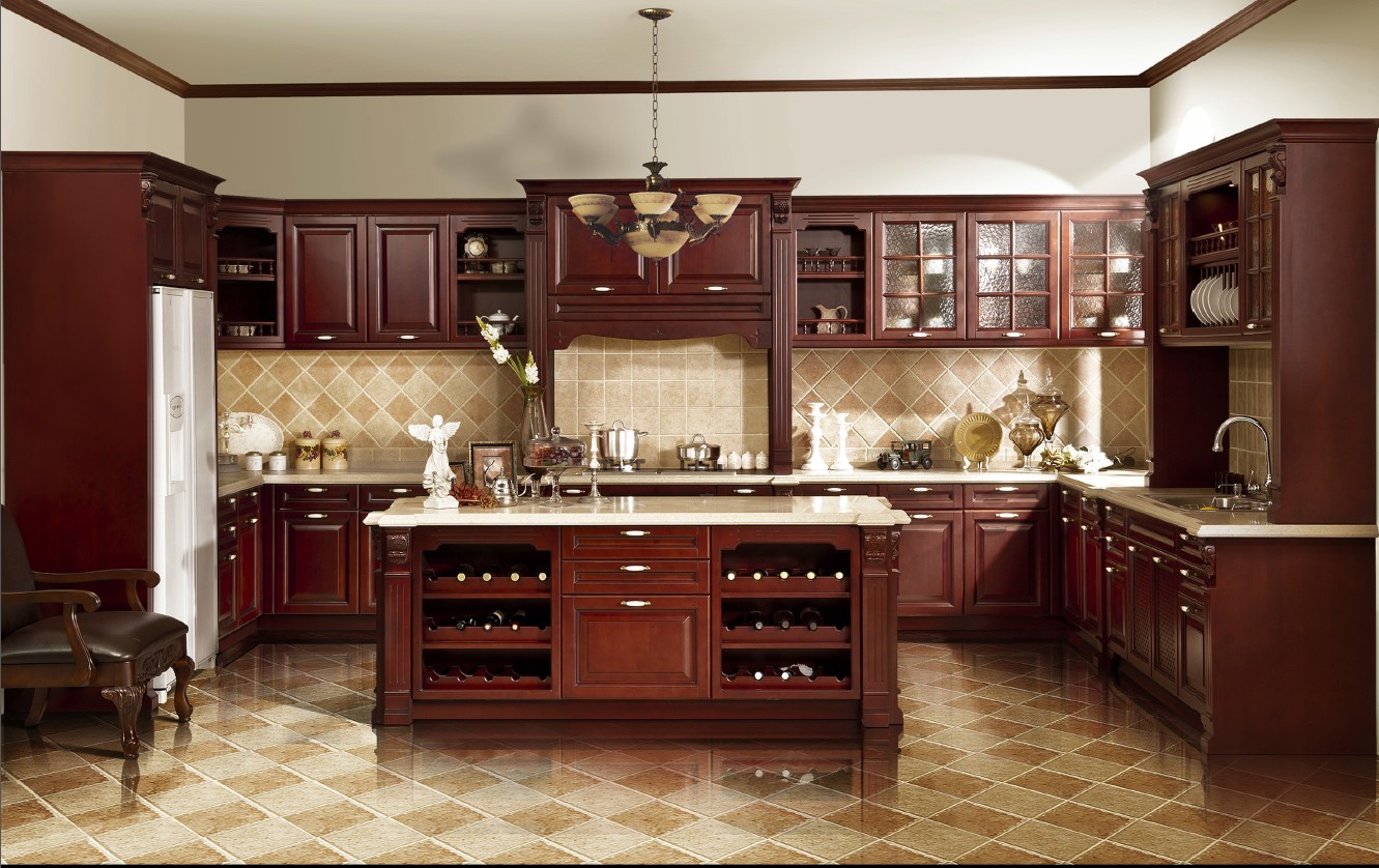 Solid wood kitchen cabinet