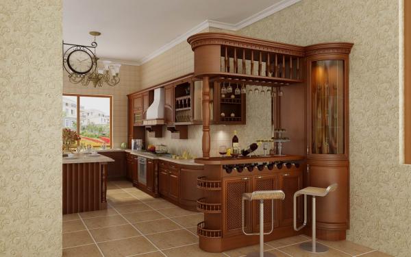 Solid wood kitchen cabinet